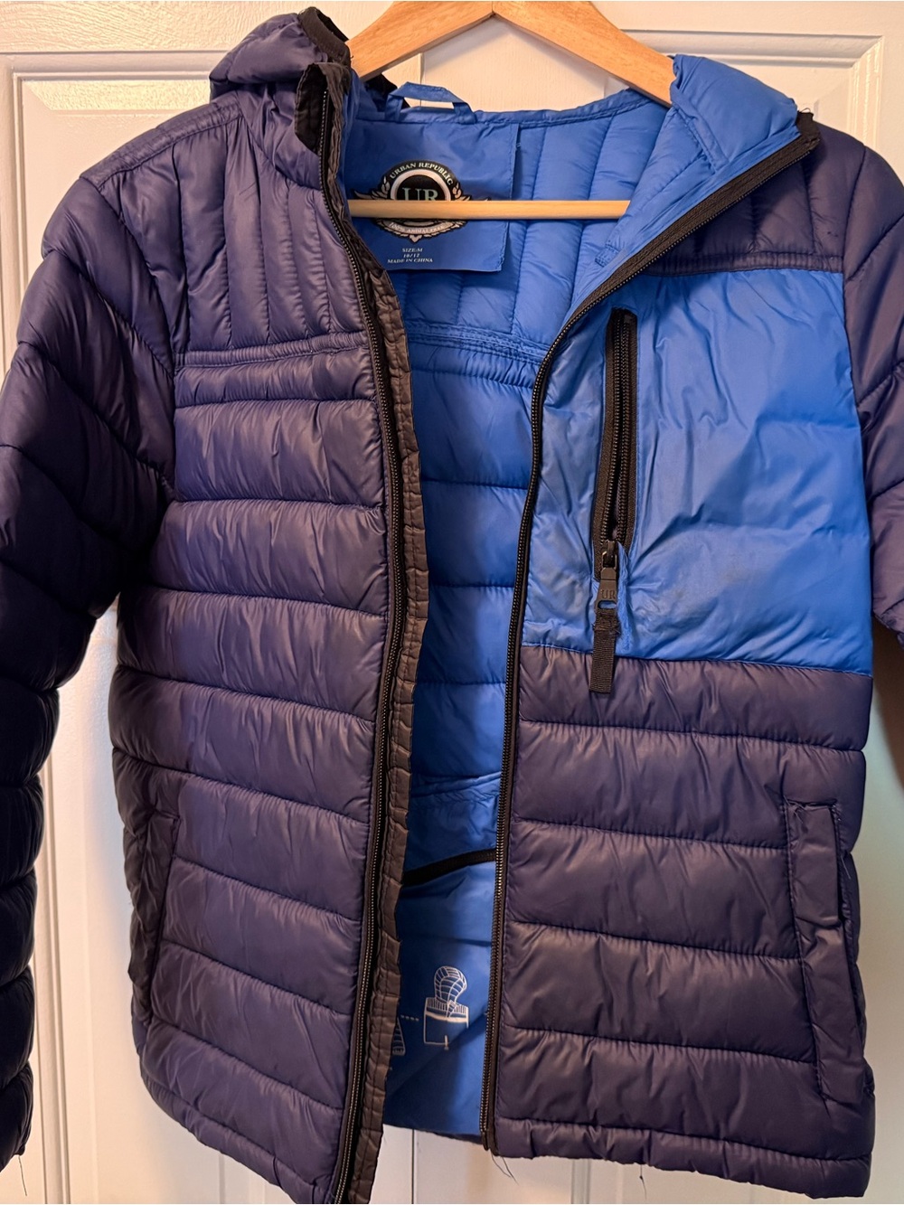 Kids Lightweight Two-Tone Blue Puffer Jacket